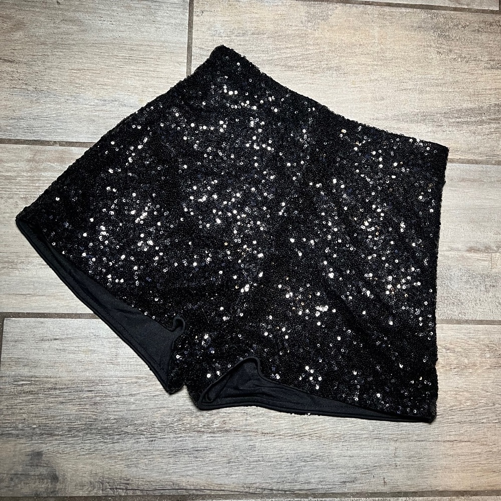 Black Sequin Shorts
